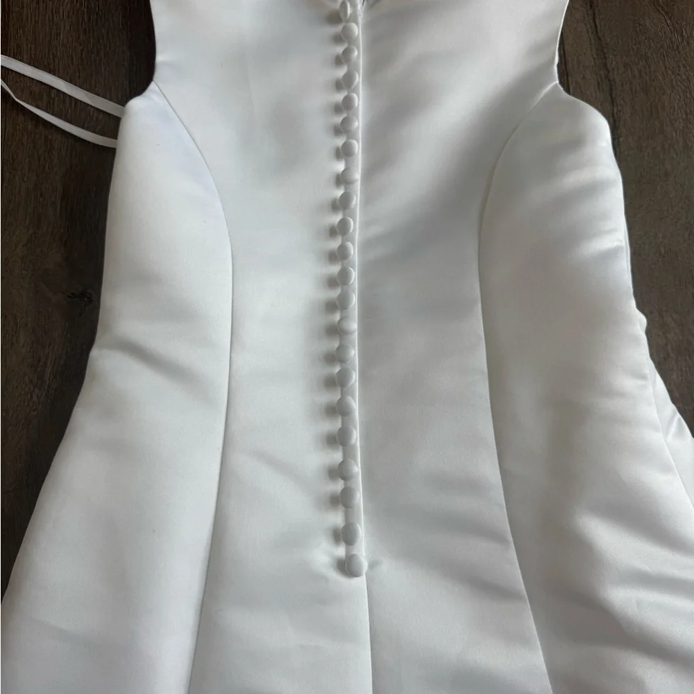 David’s Bridal Flower Girl Dress. St. Tropez brand, girls size 5.  White. - Picture 9 of 13